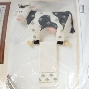Vintage The Creative Circle Ms Moo Stuffed Cow Towel Holder Sewing Kit